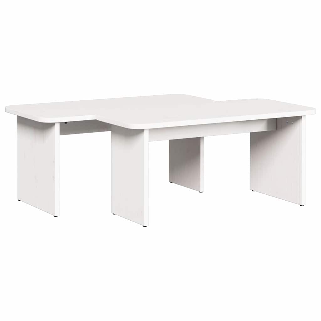 Couchtisch 2 pcs Weiß Massivholz Kiefer