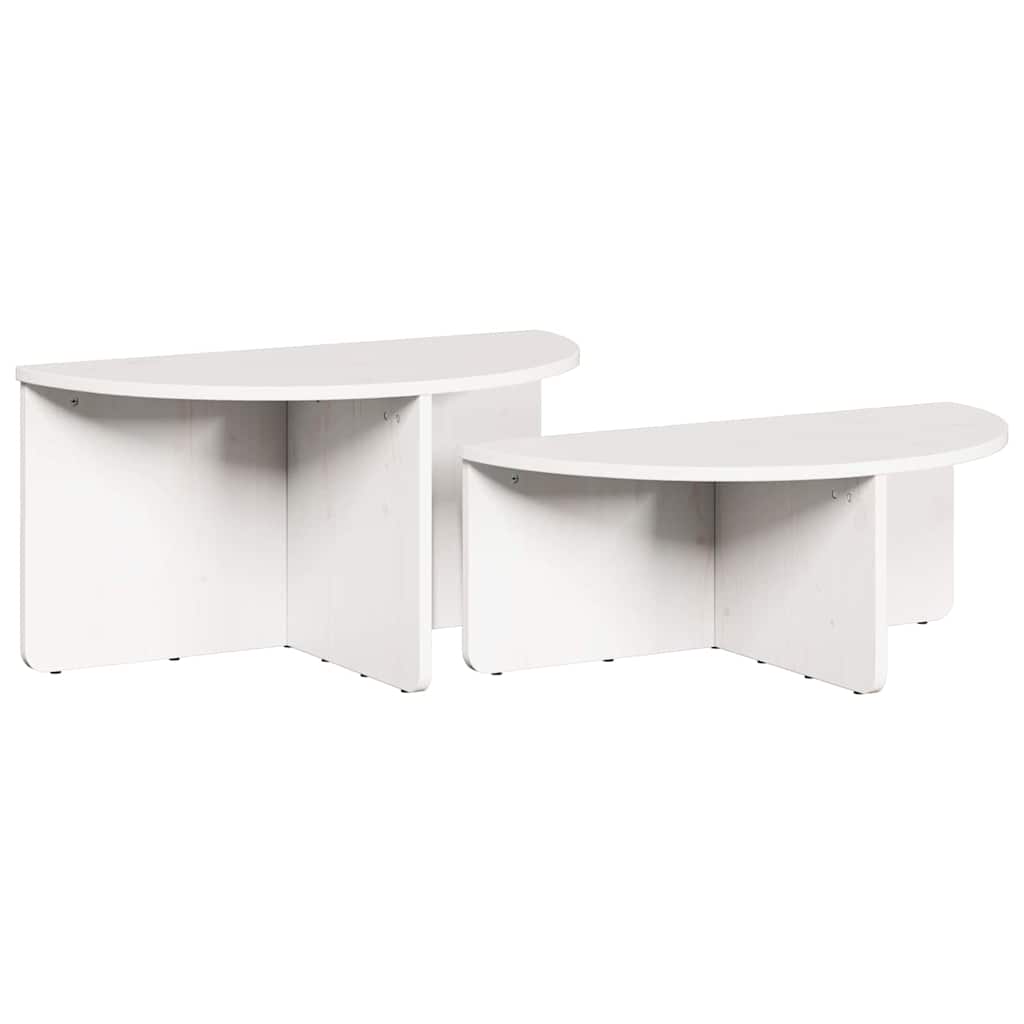 Couchtisch 2 pcs Weiß Massivholz Kiefer