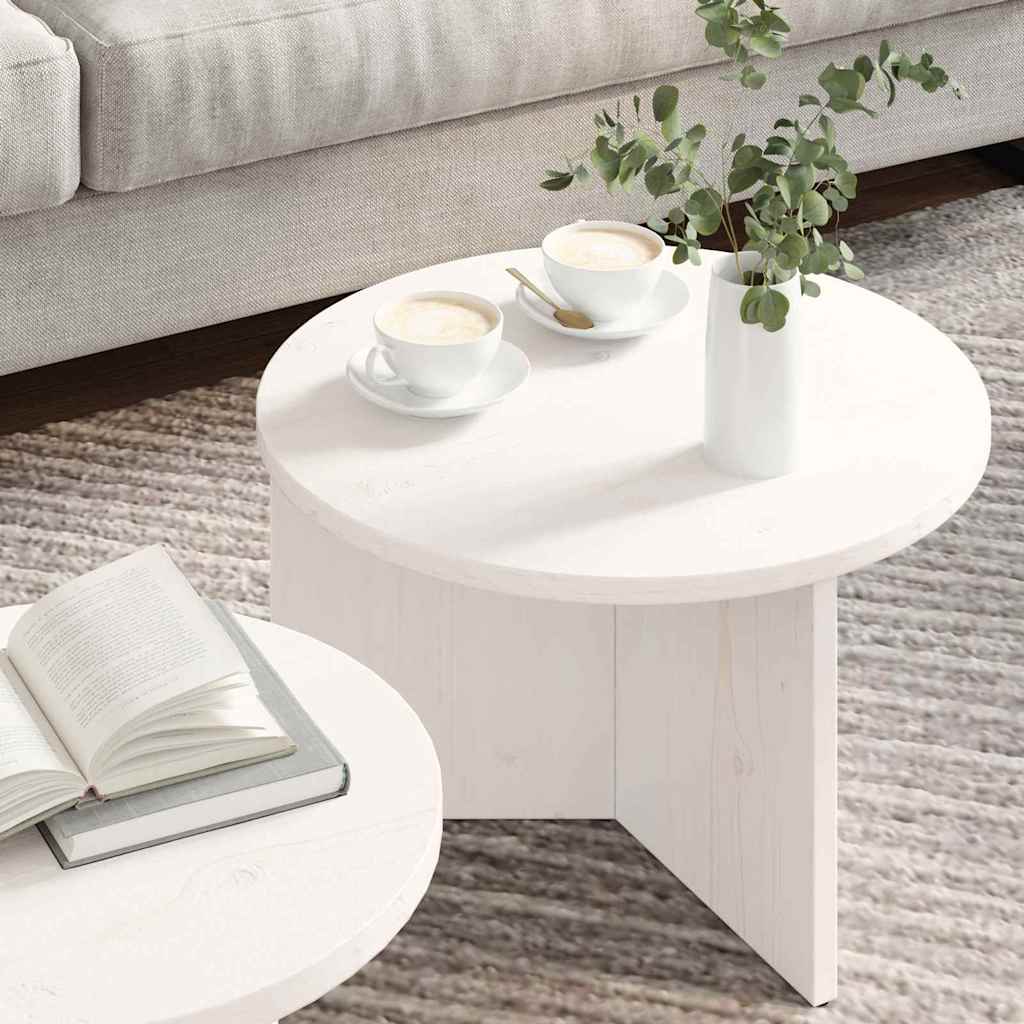 Couchtisch 2 pcs Weiß Massivholz Kiefer