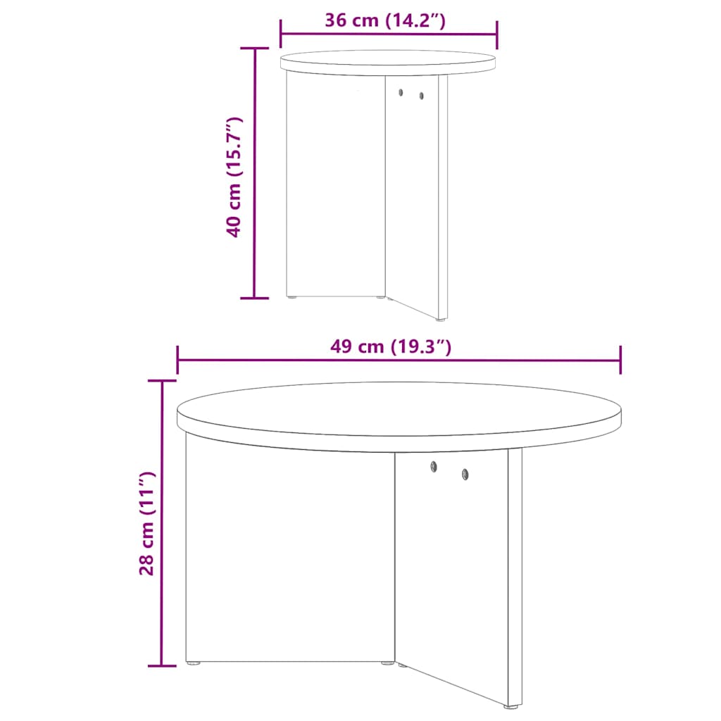 Couchtisch 2 pcs Weiß Massivholz Kiefer