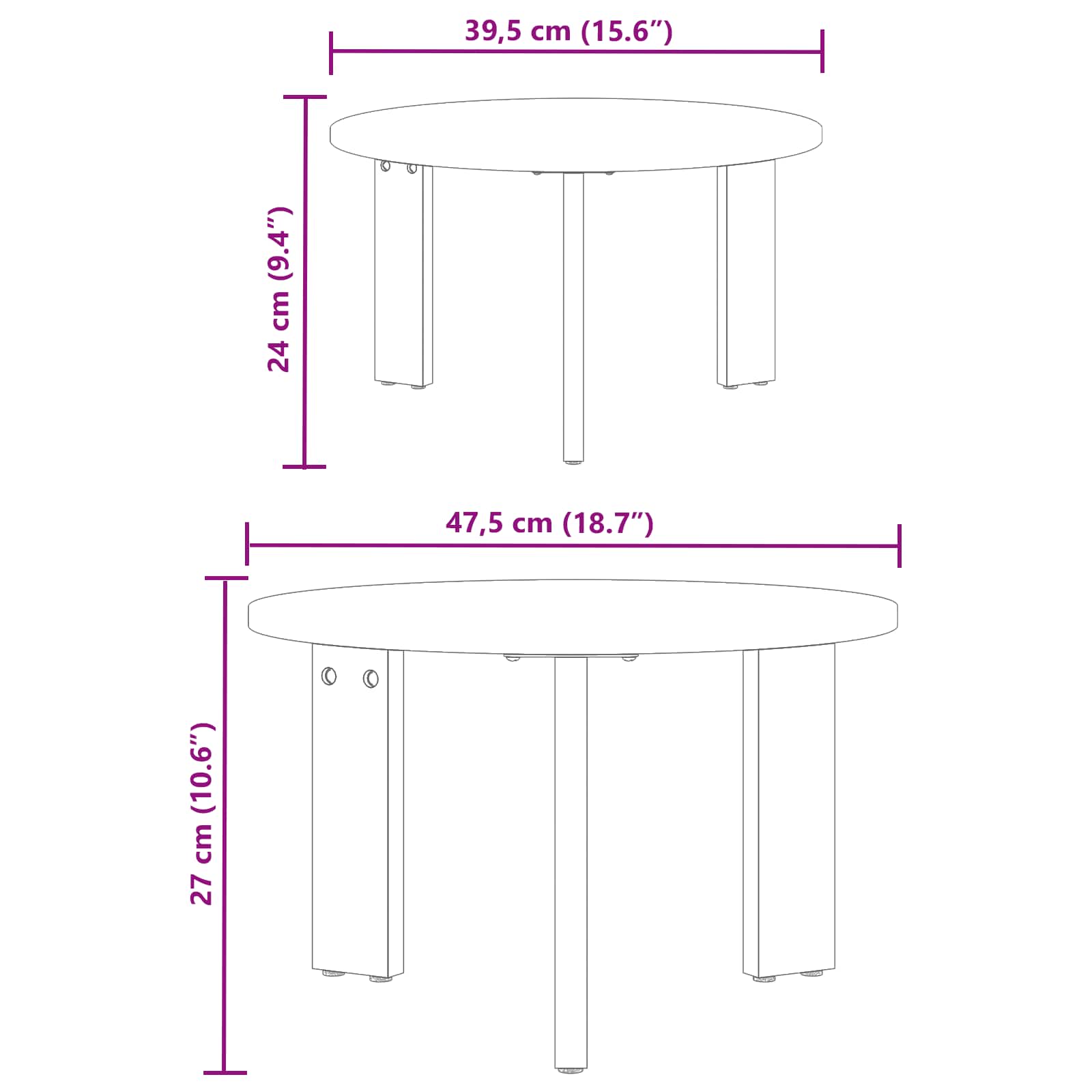 Couchtisch 2 pcs Natur Massivholz Kiefer