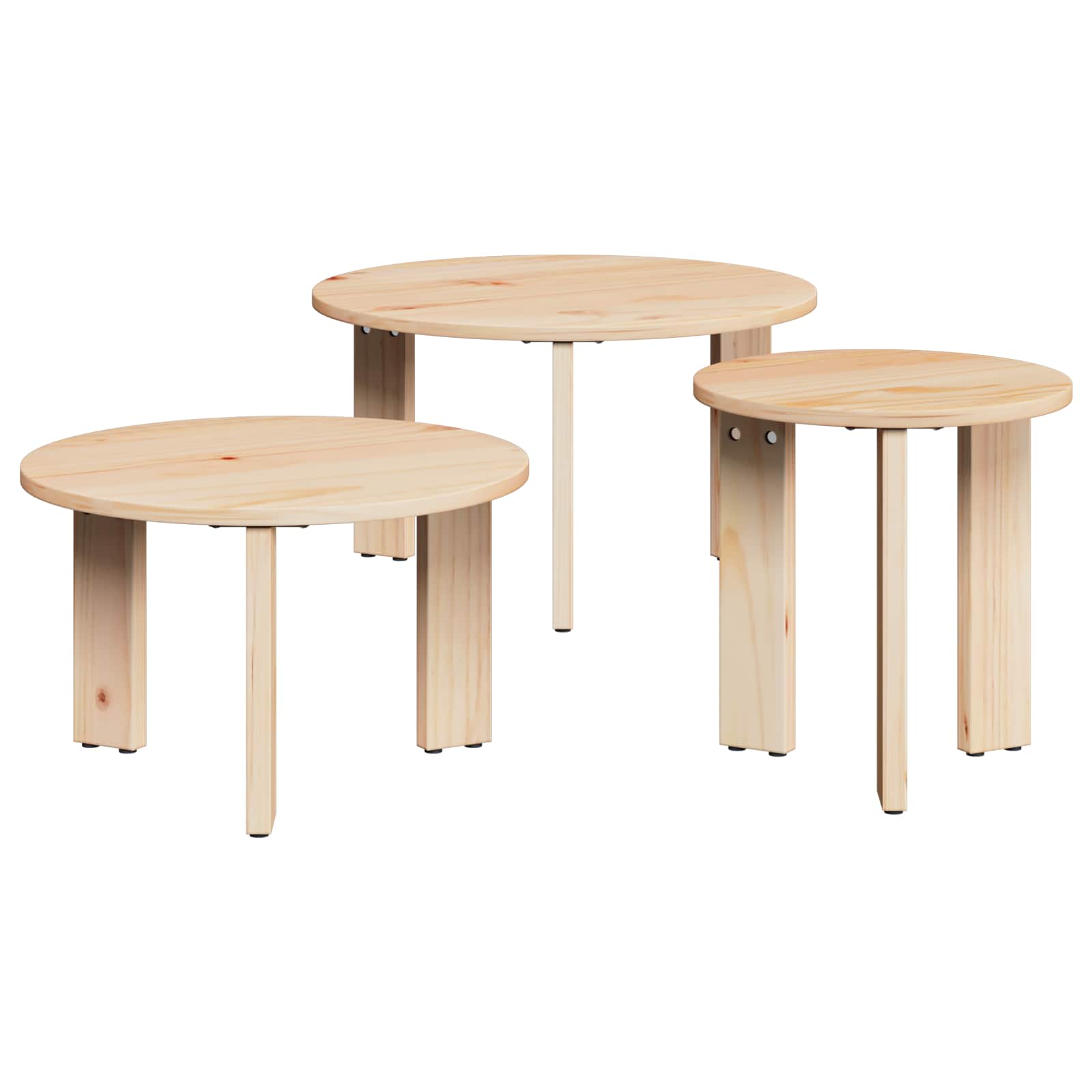 Couchtisch 3 pcs Natur Massivholz Kiefer