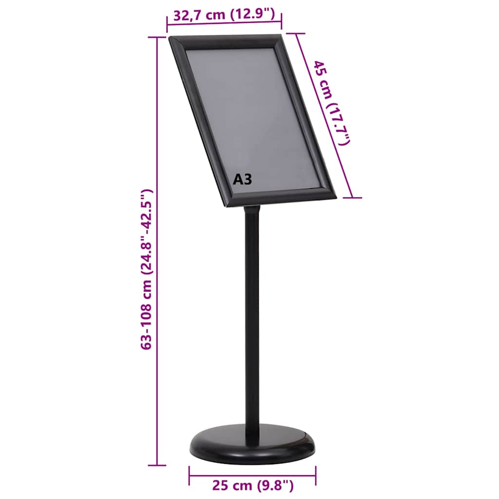 Plakatständer 2 pcs Schwarz 45 x 32,7 x 108 cm Aluminium