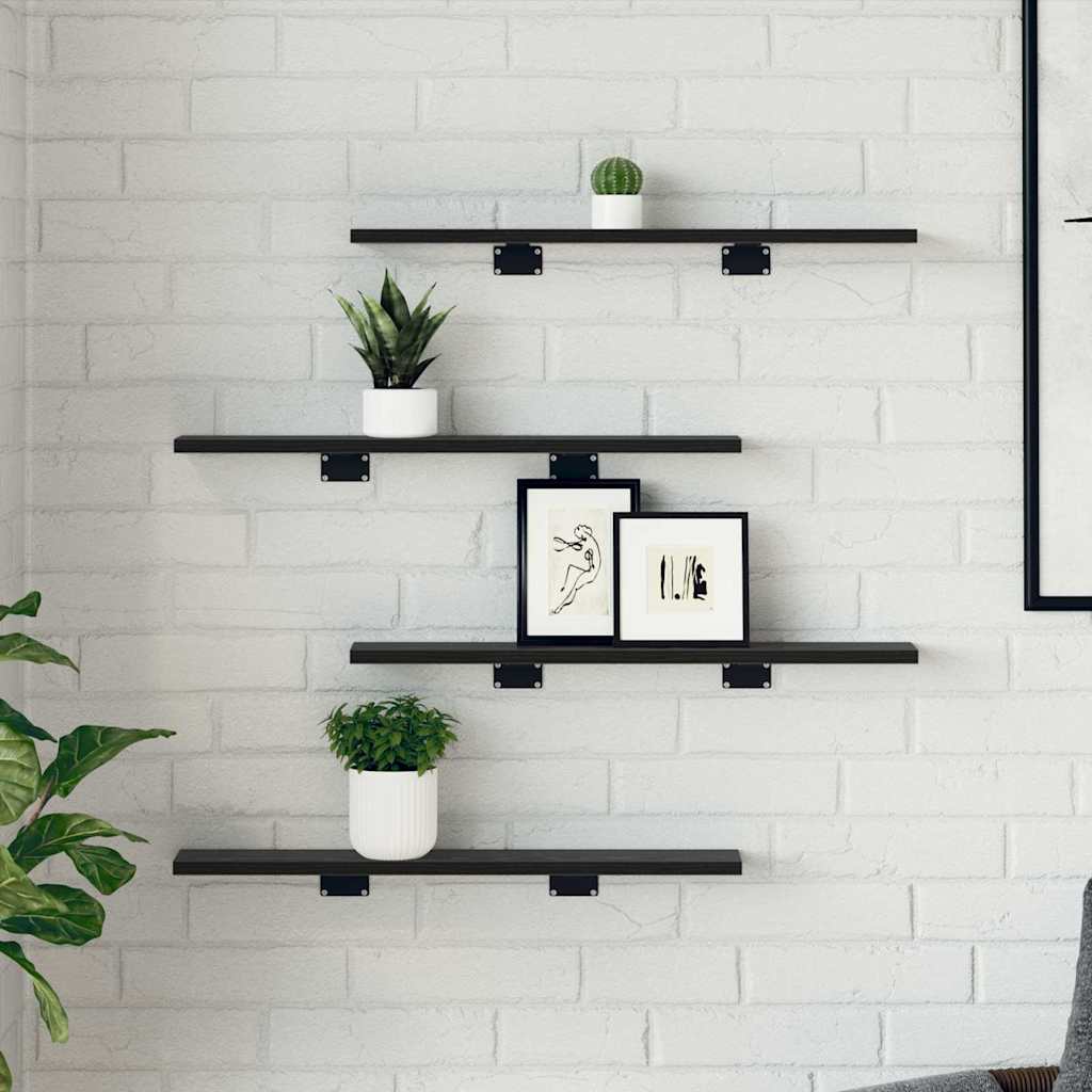 Regalbrett 4 pcs Schwarz 60 x 10 x 1,5 cm Holzwerkstoff