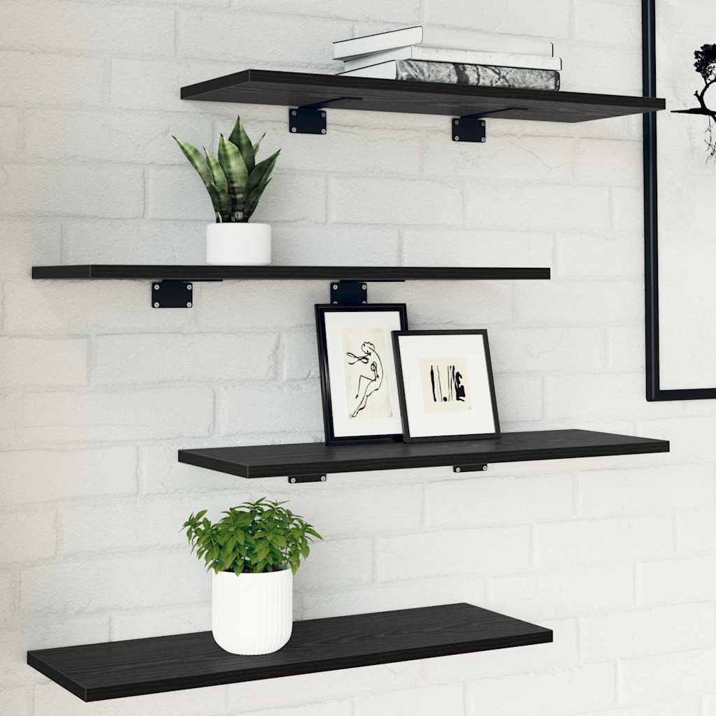 Regalbrett 4 pcs Schwarz 60 x 20 x 1,5 cm Holzwerkstoff