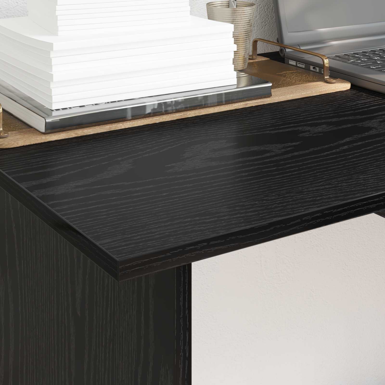Schreibtisch mit Speicher Schwarz Eichen-Optik 100 x 50 x 76 cm