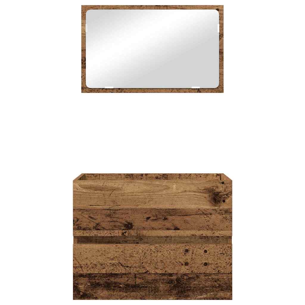 Badezimmermöbel-Set 2 pcs Altholz Sperrholz und Metall