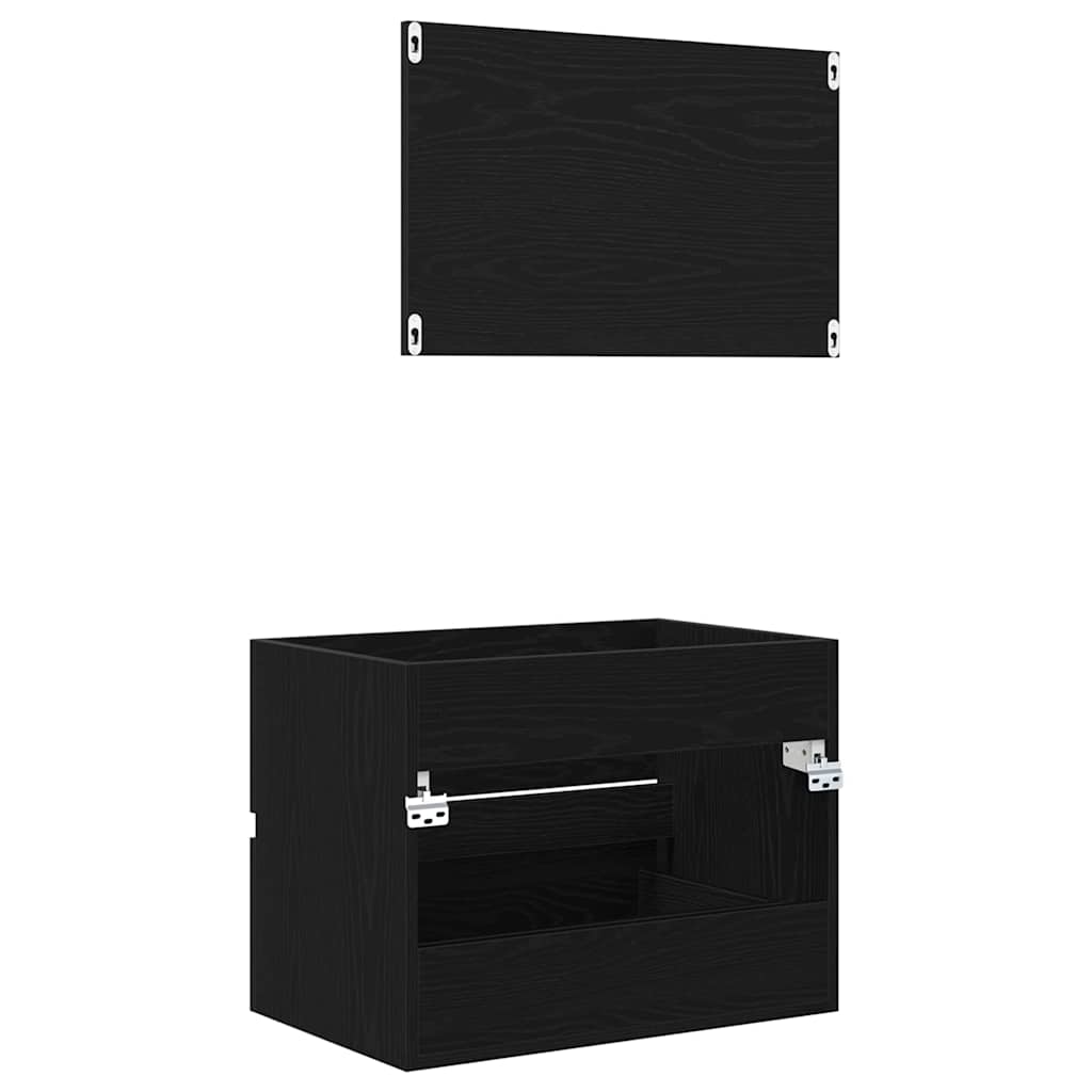 Badezimmermöbel-Set mit Schubladen 2 pcs Schwarz Eichen-Optik
