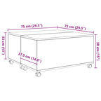 Couchtisch mit Schubladen Altholz 75 x 75 x 38 cm Holzwerkstoff