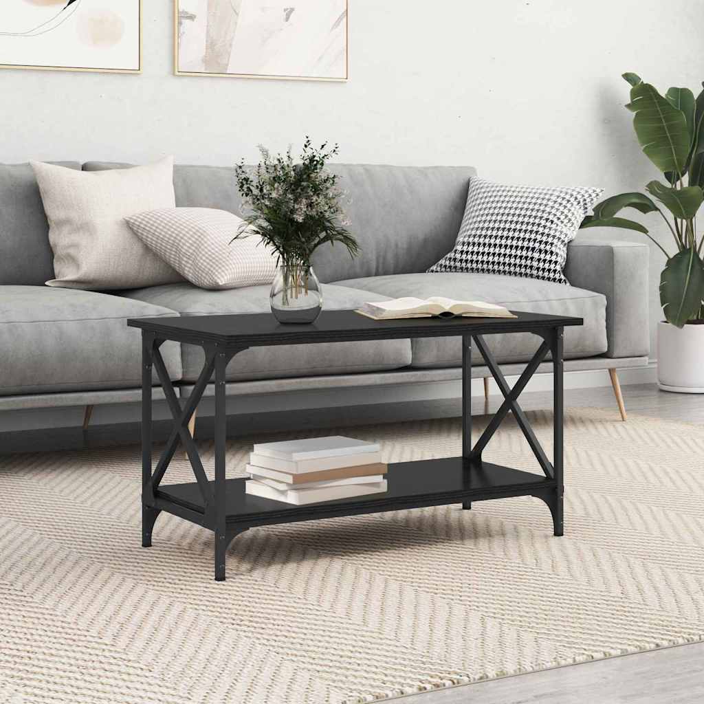 Couchtisch Schwarz Eichen-Optik 80 x 45 x 45.5 cm Holzwerkstoff