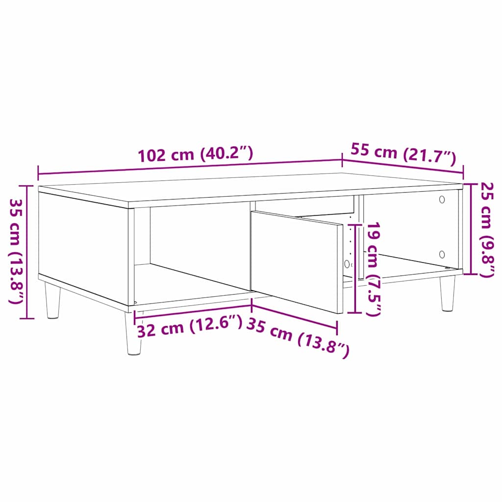 Couchtisch Weiß 102 x 55 x 35 cm Holzwerkstoff