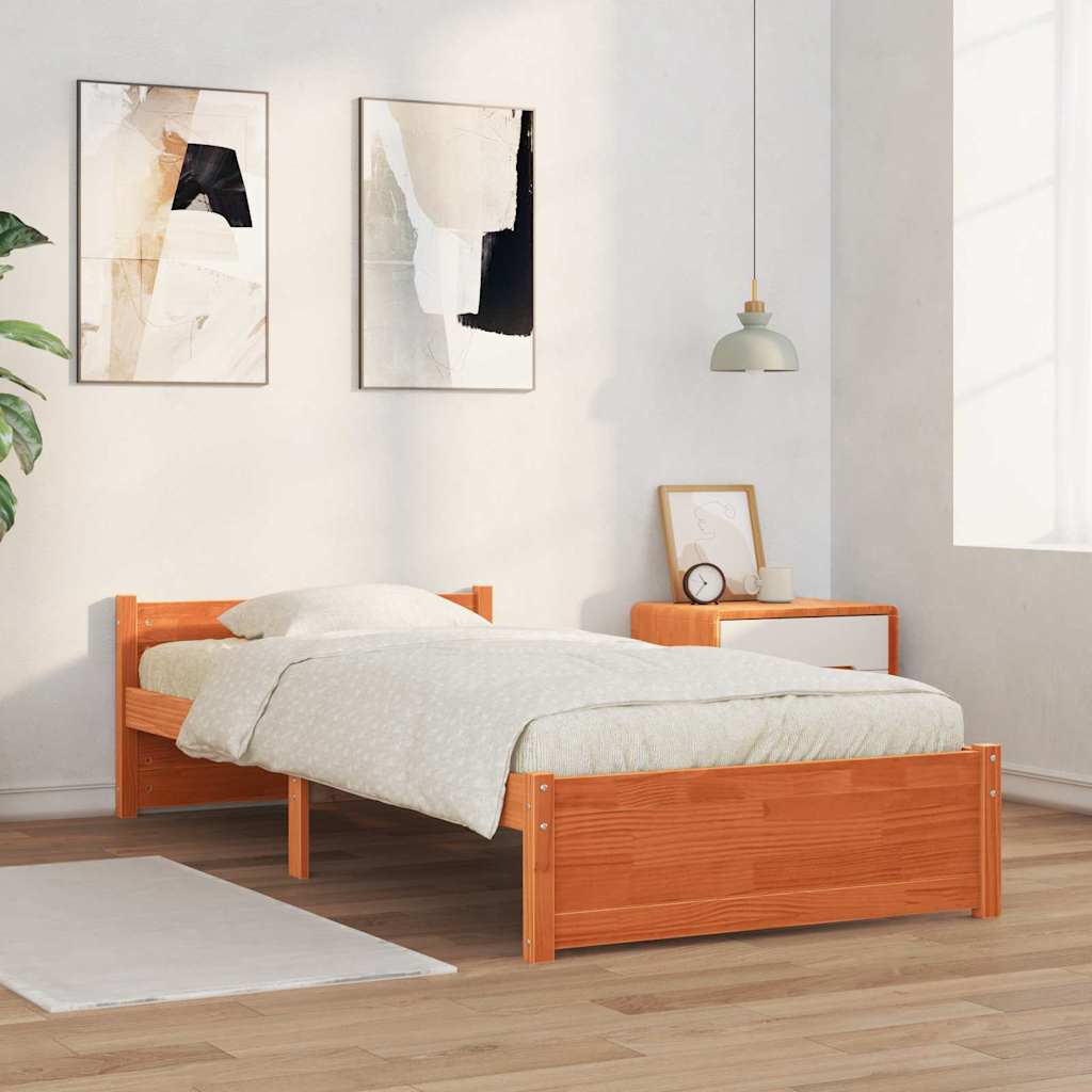 Bettrahmen Wachsbraun 195,5 x 95,5 x 51 cm Massives Kiefernholz