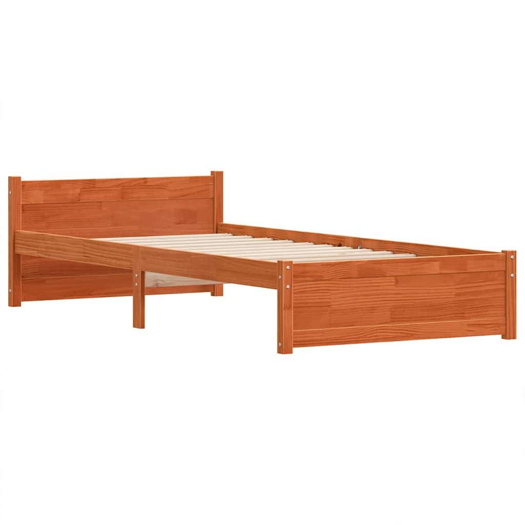 Bettrahmen Wachsbraun 195,5 x 95,5 x 51 cm Massives Kiefernholz