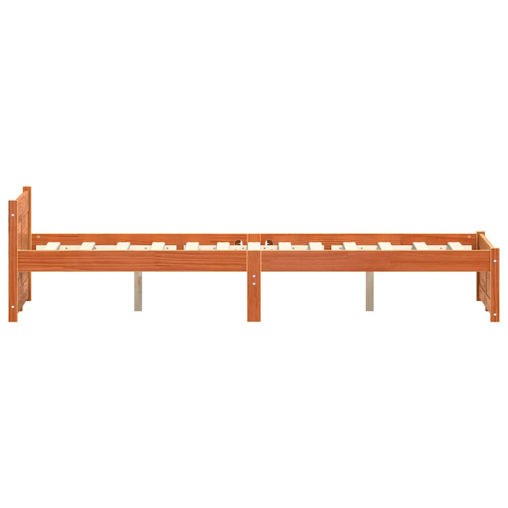 Bettrahmen mit Kopfteil Wachsbraun 195,5 x 125,5 x 51 cm