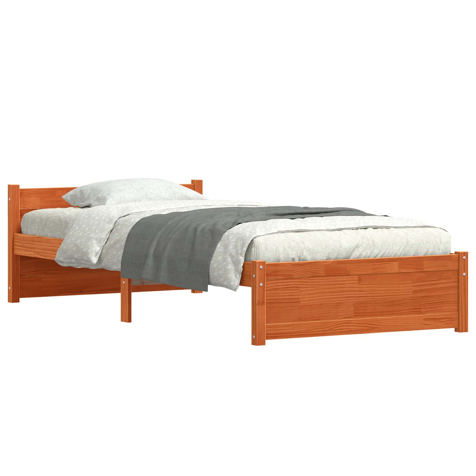 Bettrahmen Wachsbraun 205.5 x 95.5 x 51 cm Massives Kiefernholz