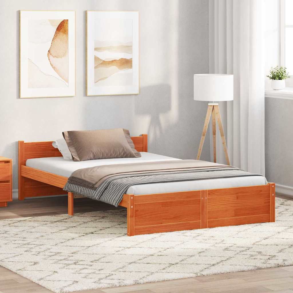 Bettrahmen mit Kopfteil Wachsbraun 205,5 x 125,5 x 51 cm