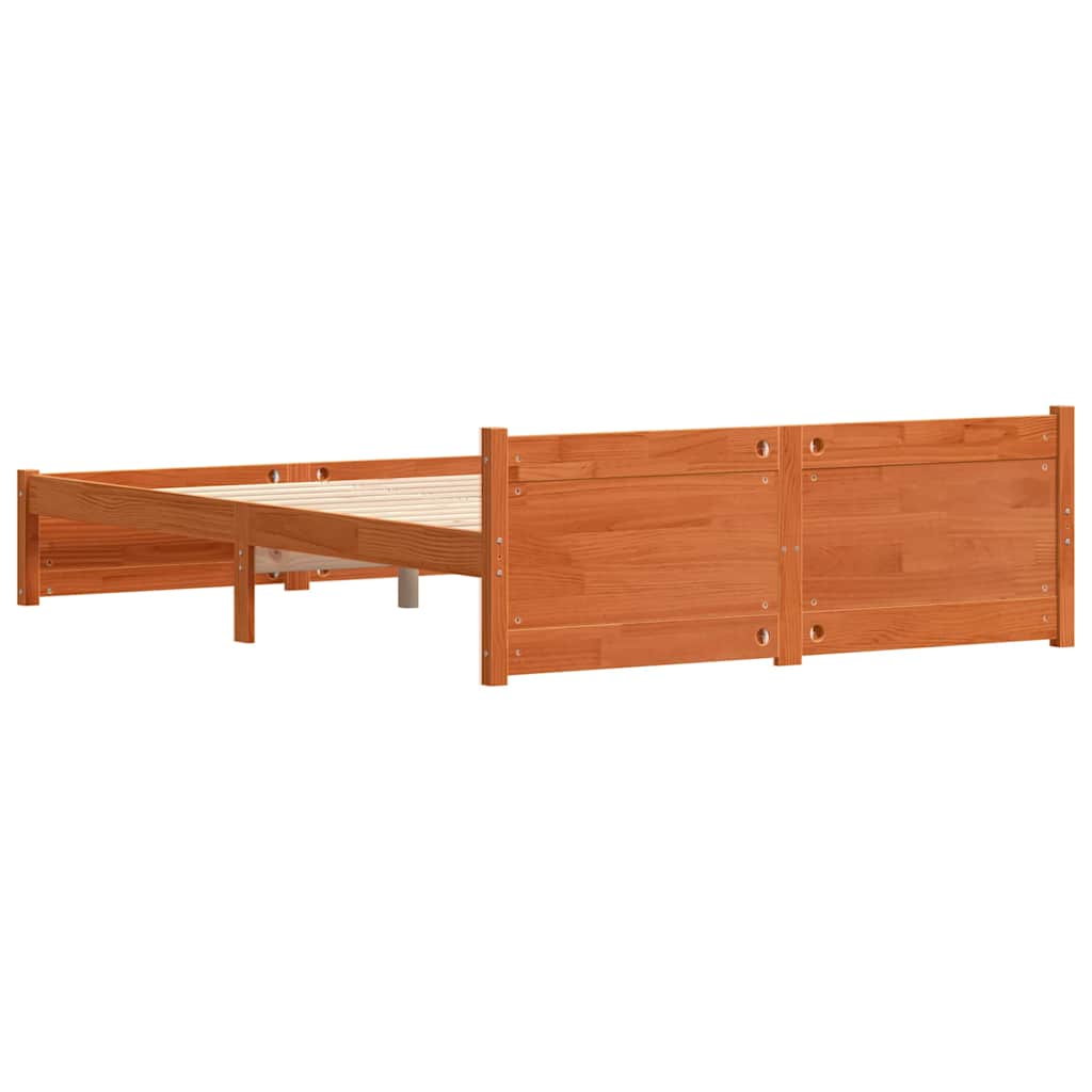 Bettrahmen mit Kopfteil Wachsbraun 205,5 x 165,5 x 51 cm