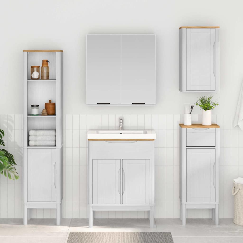 Badezimmerschrank FLORO Weiß 35 x 30 x 90 cm Massivholz Kiefer