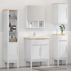 Badezimmermöbel-Set mit Tür FLORO 4 pcs Weiß Massivholz Kiefer