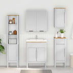 Badezimmermöbel-Set mit Tür FLORO 4 pcs Weiß Massivholz Kiefer