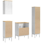 Badezimmermöbel-Set mit Tür FLORO 4 pcs Weiß Massivholz Kiefer