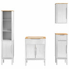 Badezimmermöbel-Set mit Tür FLORO 4 pcs Weiß Massivholz Kiefer