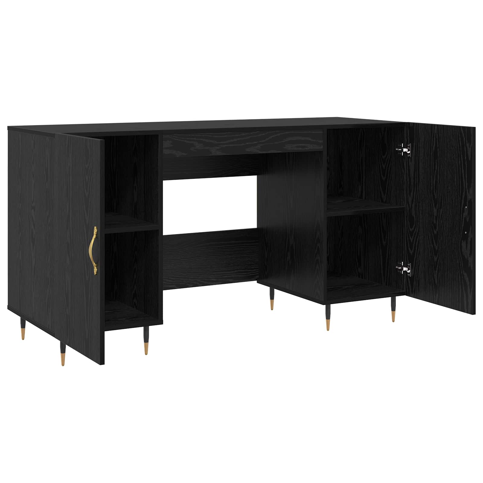 Schreibtisch mit Regal Schwarz Eichen-Optik 140 x 50 x 75 cm