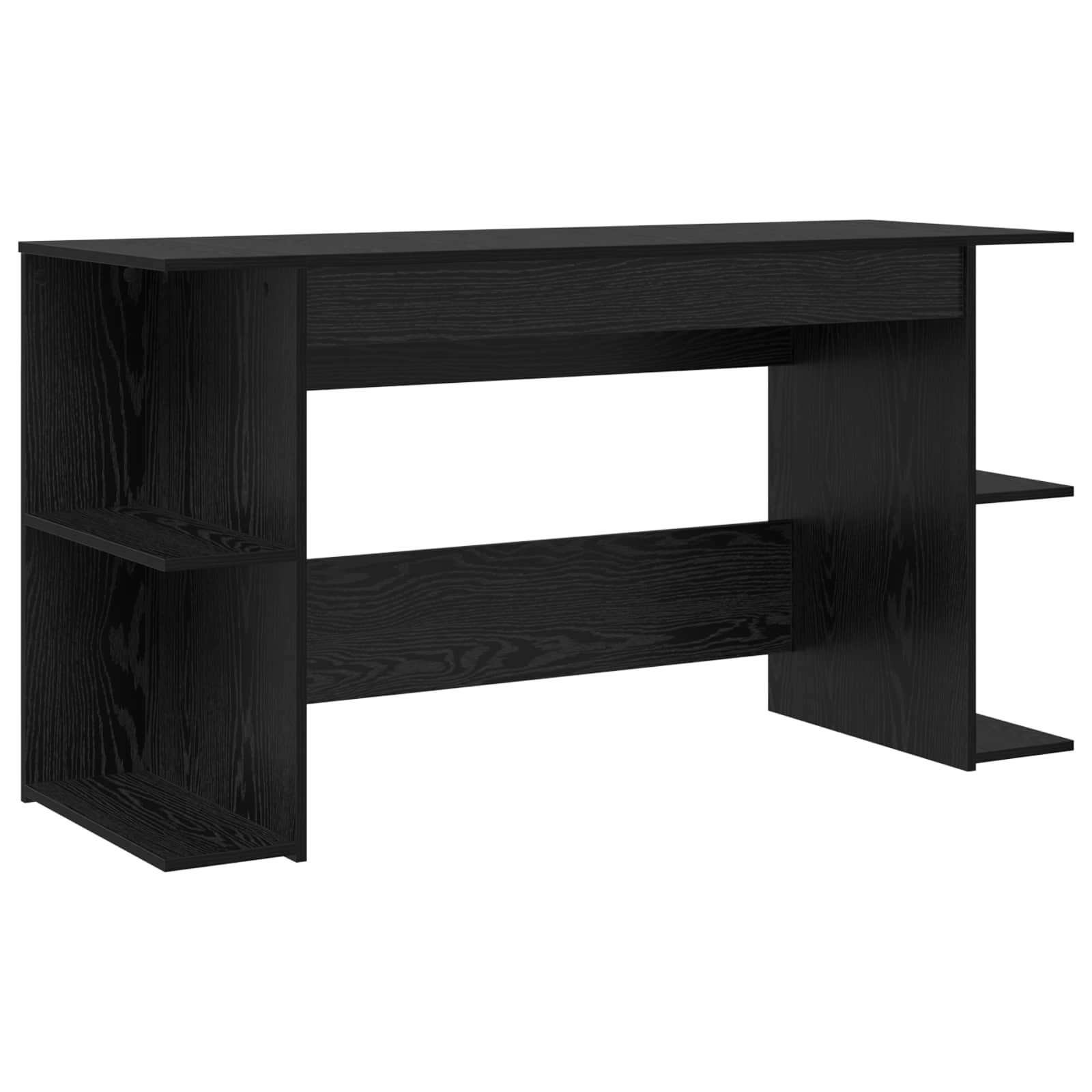 Schreibtisch mit Regal Schwarz Eichen-Optik 140 x 50 x 75 cm