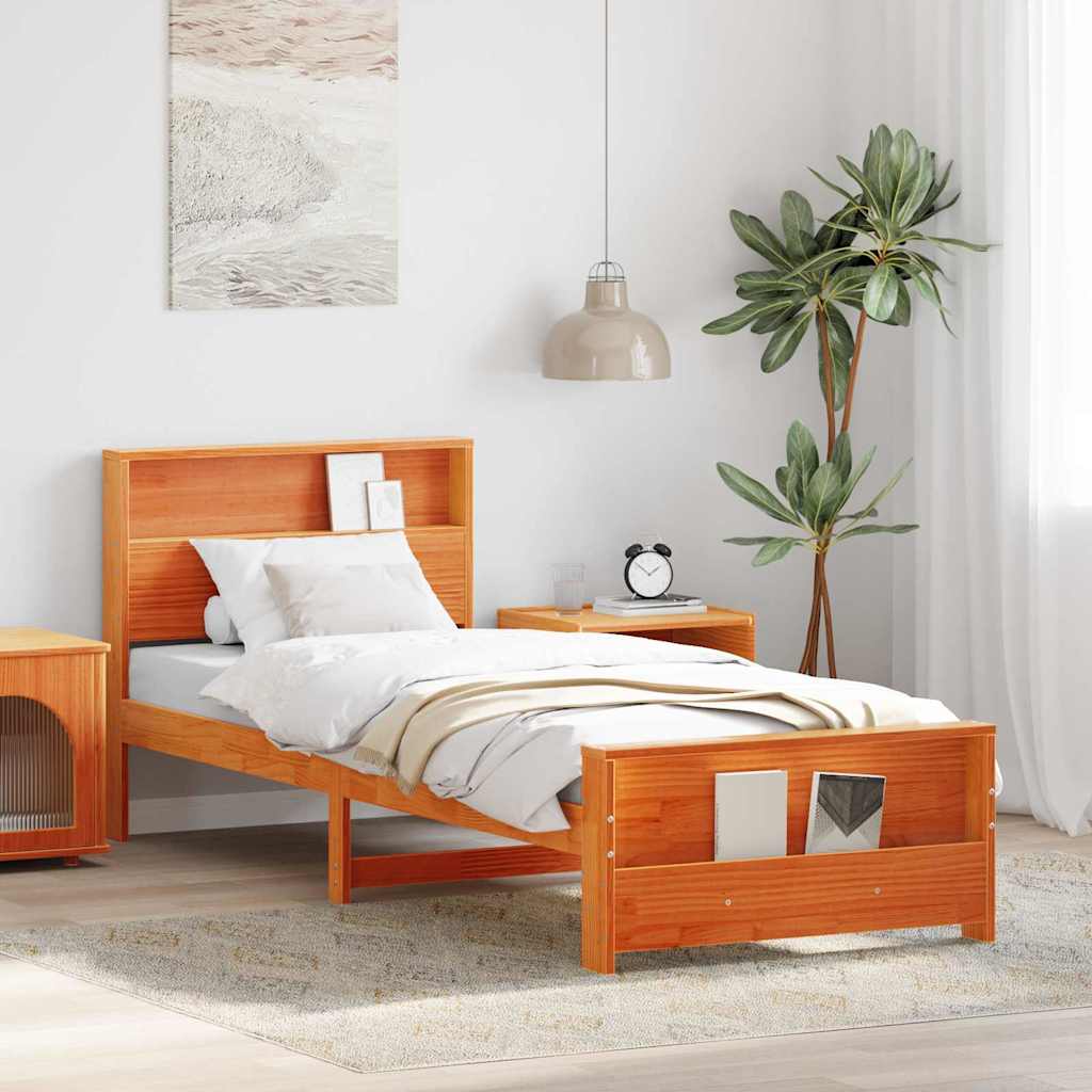 Bettrahmen mit Kopfteil Wachsbraun 100 x 200 cm Holzwerkstoff