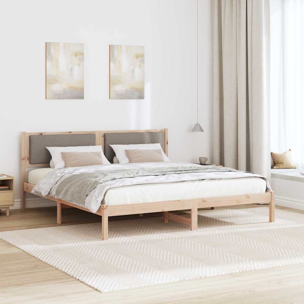 Bettrahmen mit Kopfteil Taupe 180 x 200 cm Massives Kiefernholz
