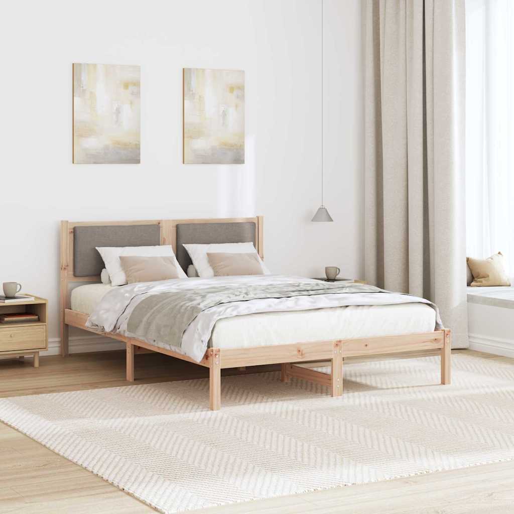 Bettrahmen mit Kopfteil Taupe 150 x 200 cm Massives Kiefernholz