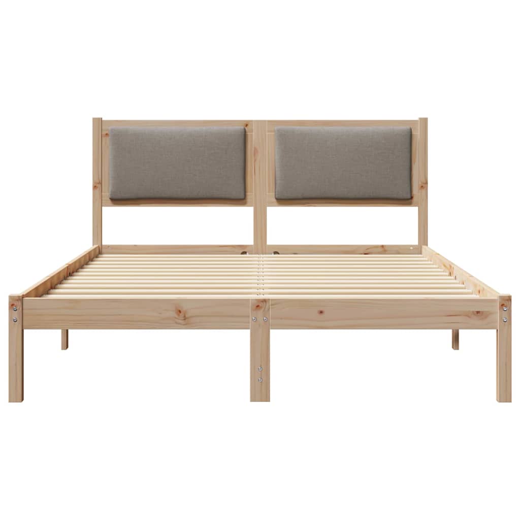 Bettrahmen mit Kopfteil Taupe 150 x 200 cm Massives Kiefernholz