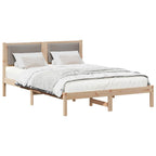 Bettrahmen mit Kopfteil Taupe 150 x 200 cm Massives Kiefernholz
