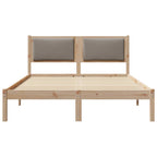 Bettrahmen mit Kopfteil Taupe 140 x 190 cm Massives Kiefernholz