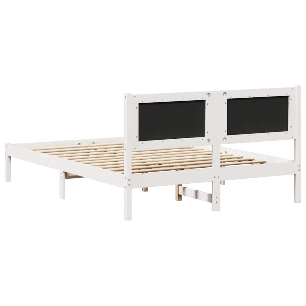 Bettrahmen Hellgrau 140 x 190 cm Massives Kiefernholz