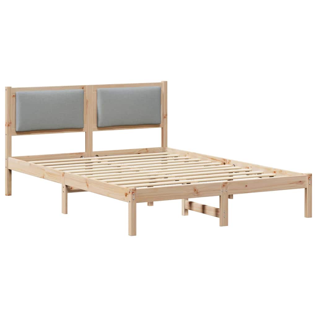 Bettrahmen Hellgrau 135 x 190 cm Massives Kiefernholz