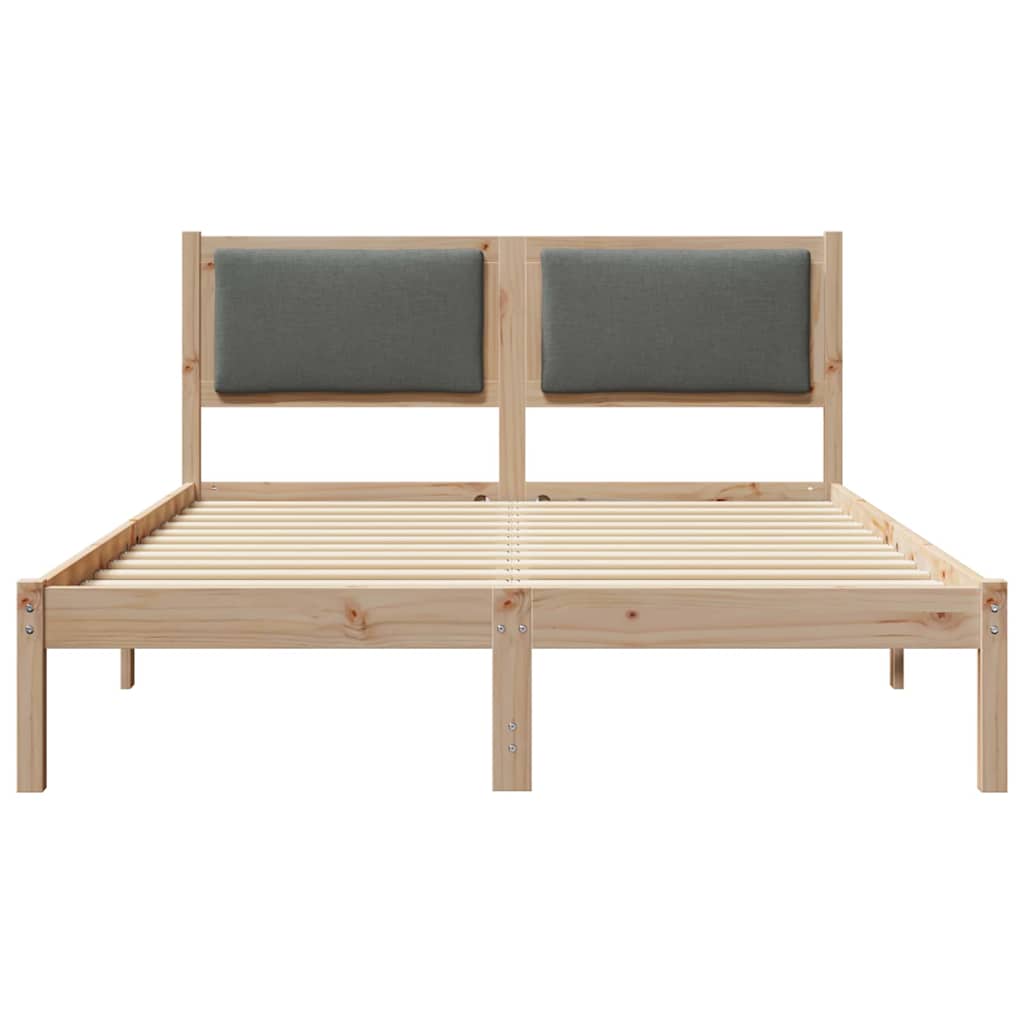 Bettrahmen Dunkelgrau 135 x 190 cm Massives Kiefernholz