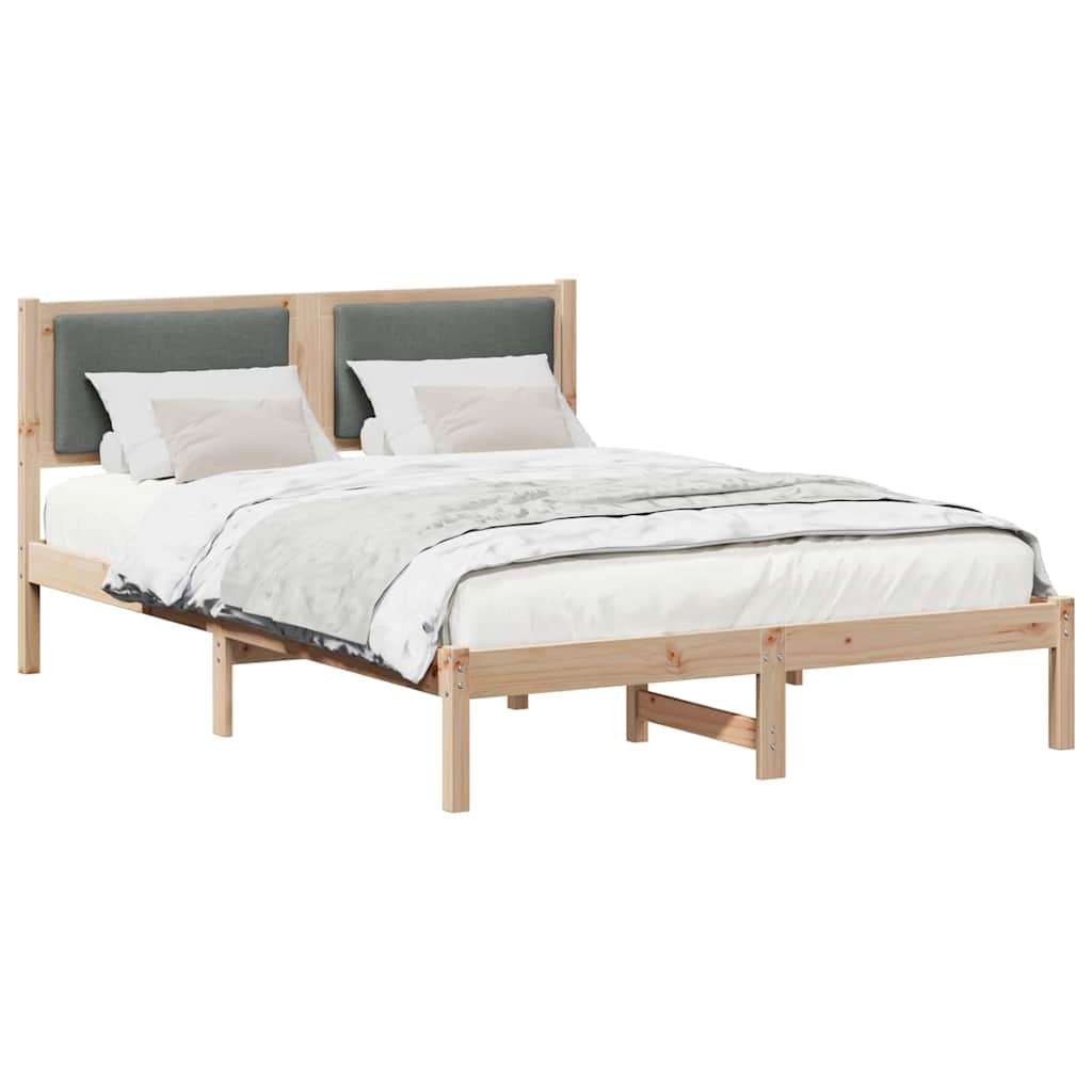 Bettrahmen Dunkelgrau 135 x 190 cm Massives Kiefernholz