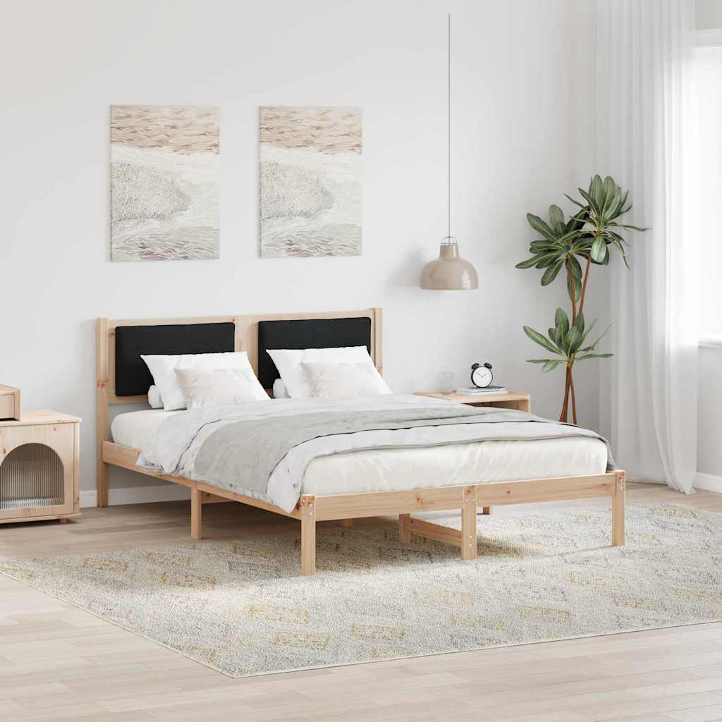 Bettrahmen Schwarz 135 x 190 cm Massives Kiefernholz
