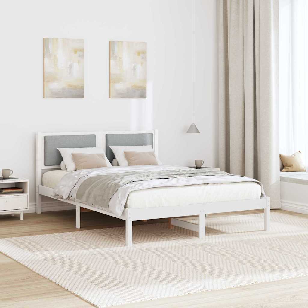 Bettrahmen Hellgrau 135 x 190 cm Massives Kiefernholz