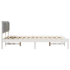 Bettrahmen Hellgrau 135 x 190 cm Massives Kiefernholz