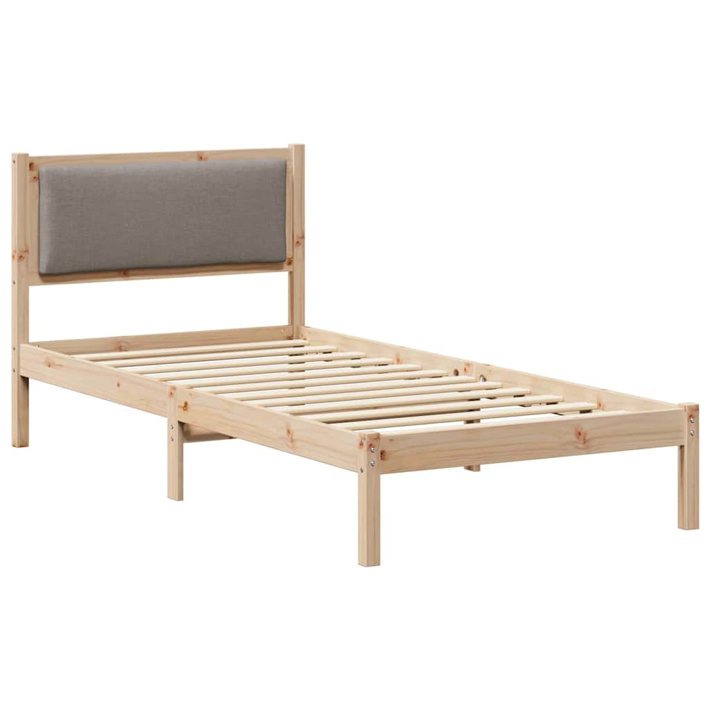 Bettrahmen mit Kopfteil Taupe 100 x 200 cm Massives Kiefernholz