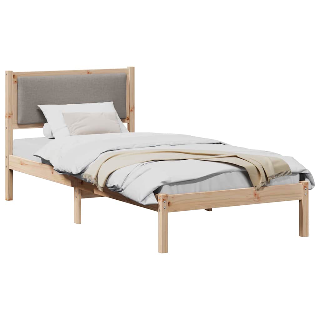 Bettrahmen mit Kopfteil Taupe 100 x 200 cm Massives Kiefernholz