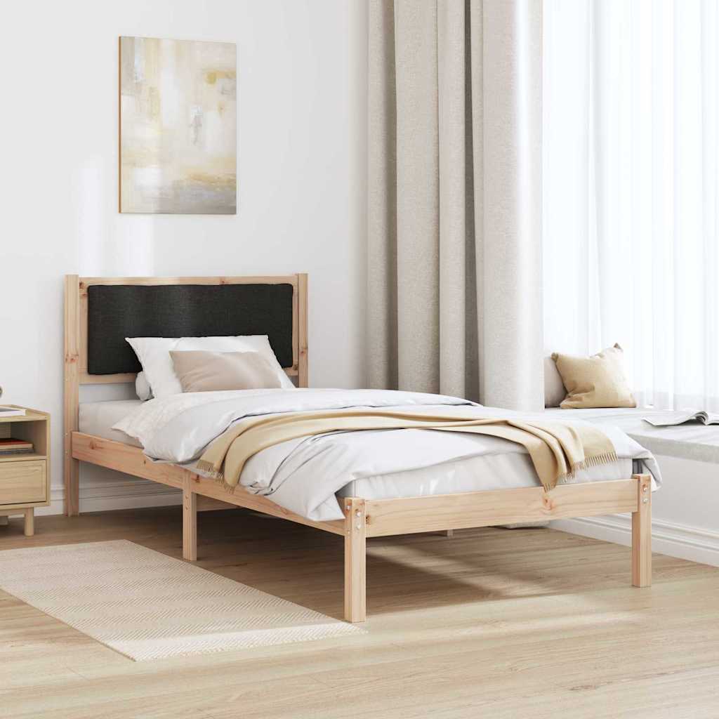 Bettrahmen Schwarz 90 x 200 cm Massives Kiefernholz