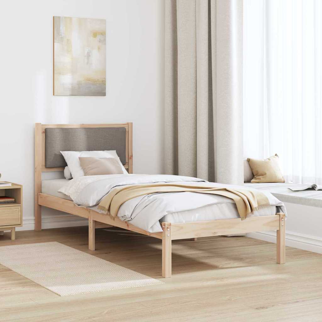 Bettrahmen mit Kopfteil Taupe 80 x 200 cm Massives Kiefernholz