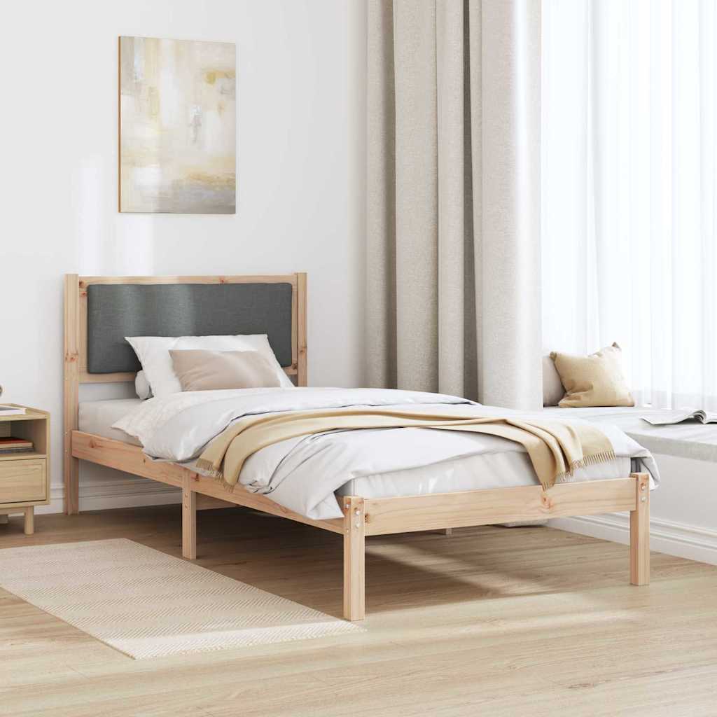 Bettrahmen Dunkelgrau 90 x 190 cm Massives Kiefernholz