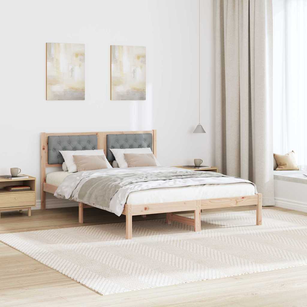 Bettrahmen Hellgrau 140 x 200 cm Massives Kiefernholz