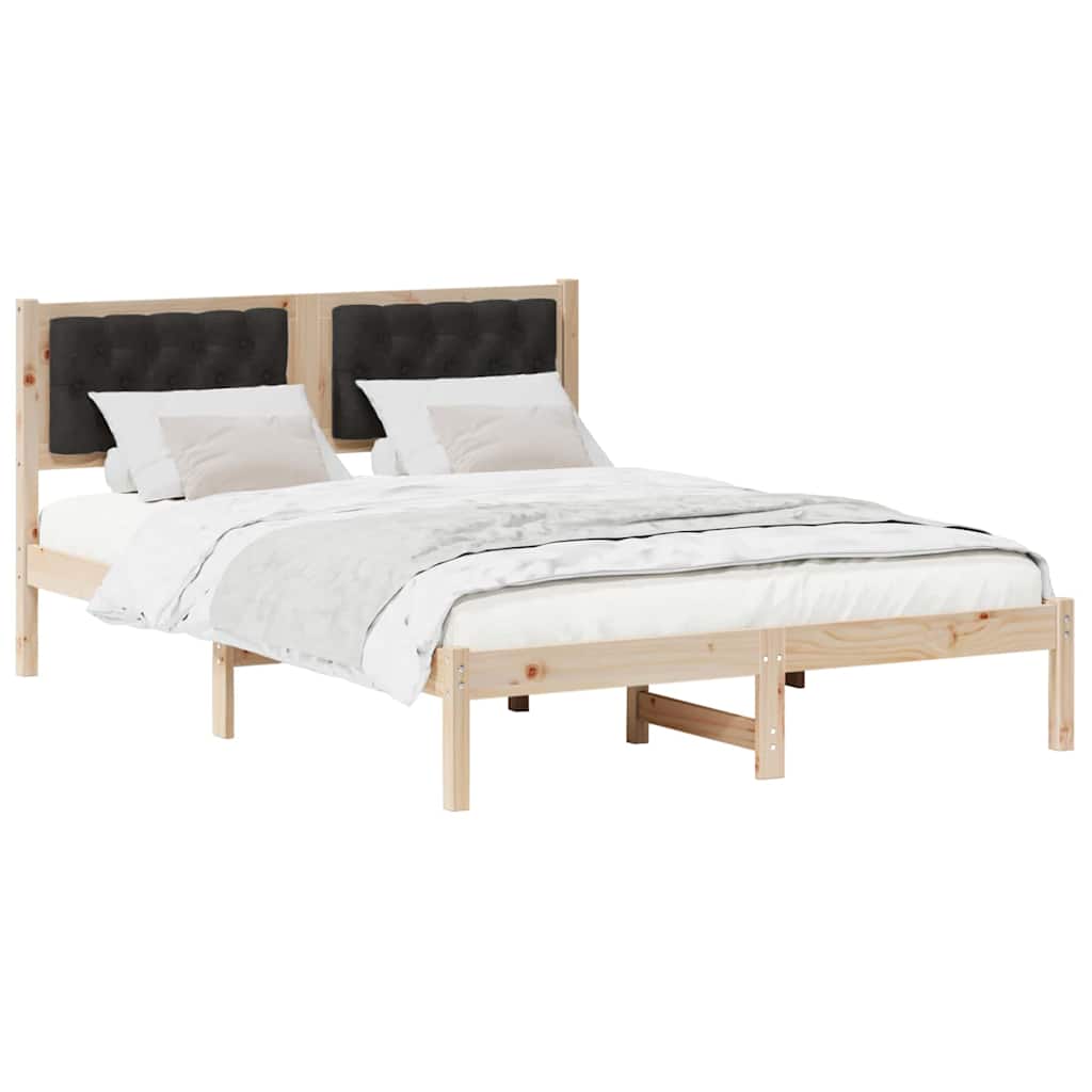Bettrahmen Schwarz 140 x 190 cm Massives Kiefernholz