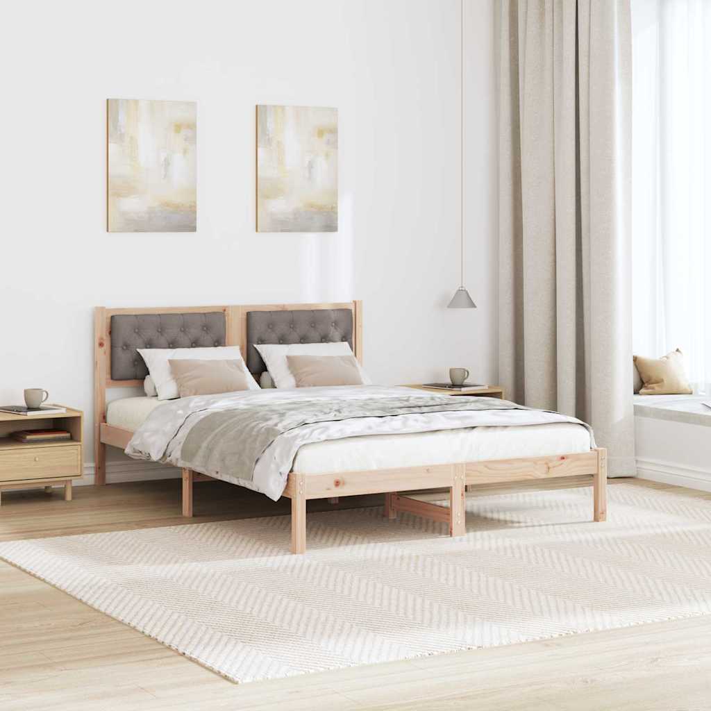 Bettrahmen mit Kopfteil Taupe 140 x 190 cm Massives Kiefernholz
