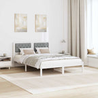 Bettrahmen Hellgrau 140 x 190 cm Massives Kiefernholz